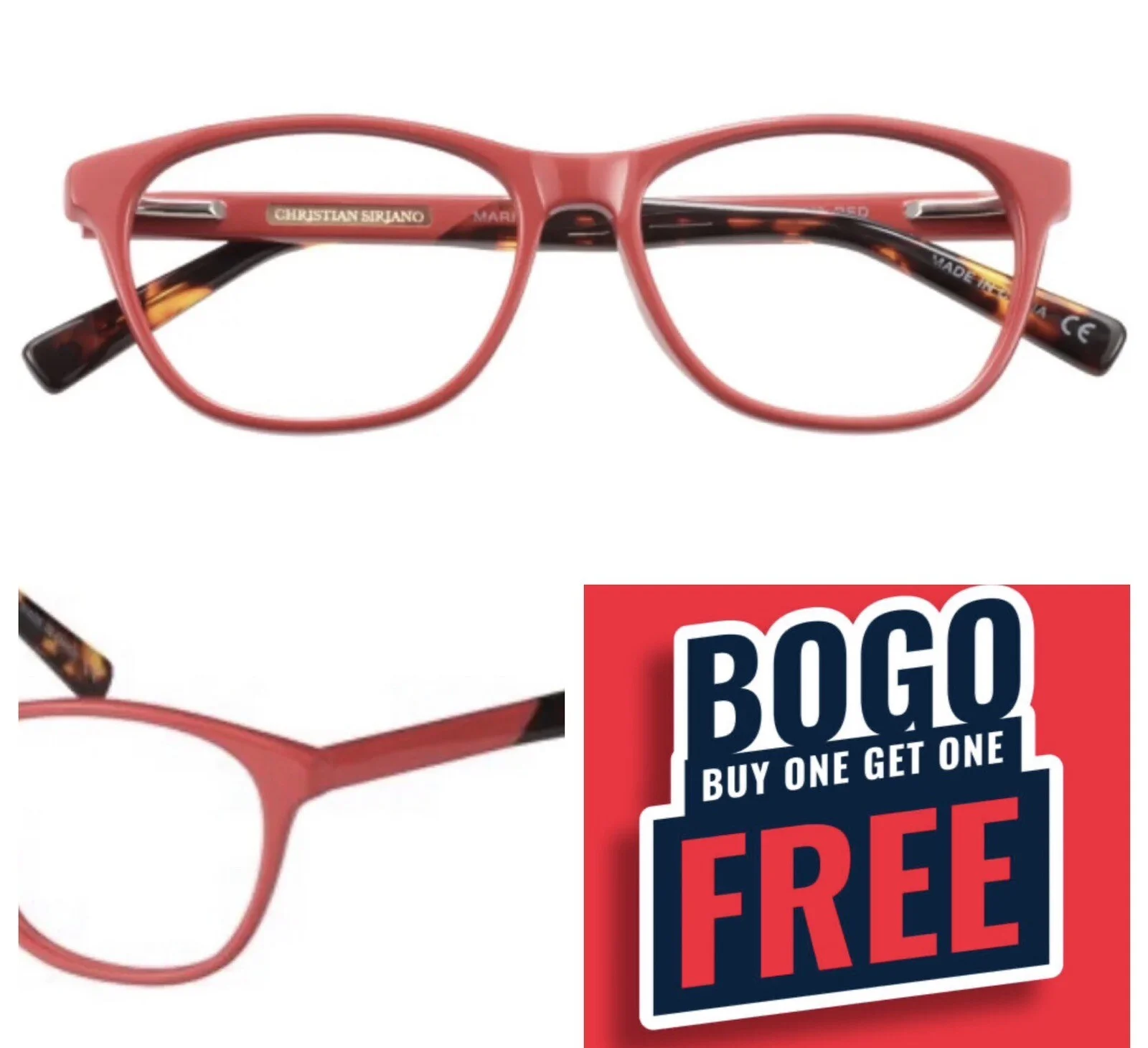 BOGO~ Christian Siriano Eyeglasses Marissa Red Tortoise 53-15-140 Frames Womens