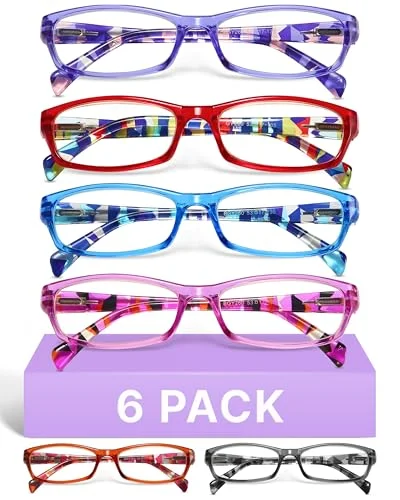 Gaoye Reading Glasses for Women, 6 pack Fashion Readers for Women Spring Hinge Eye Glasses, Blue Light Reading Glasses