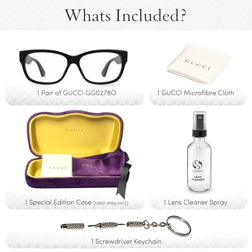 Gucci GG0278O Designer Fashion Eyeglasses Stylish Wide Rectangular Frame Eyewear with Luxury eSHADES Kit - Embrace Sophistication and Elegance 3