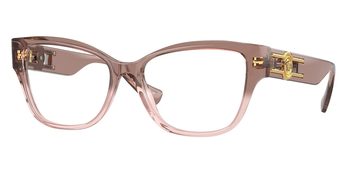 New Versace Women Square Eyeglasses VE3347 5435 Pink Transparent 52mm