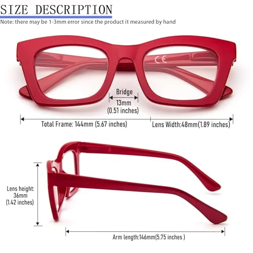 REAVEE 3 Pack Oprah Style Reading Glasses for Women Blue Light Blocking, Oversized Cute Square Fashion Computer Readers with Spring Hinge 2.0 4