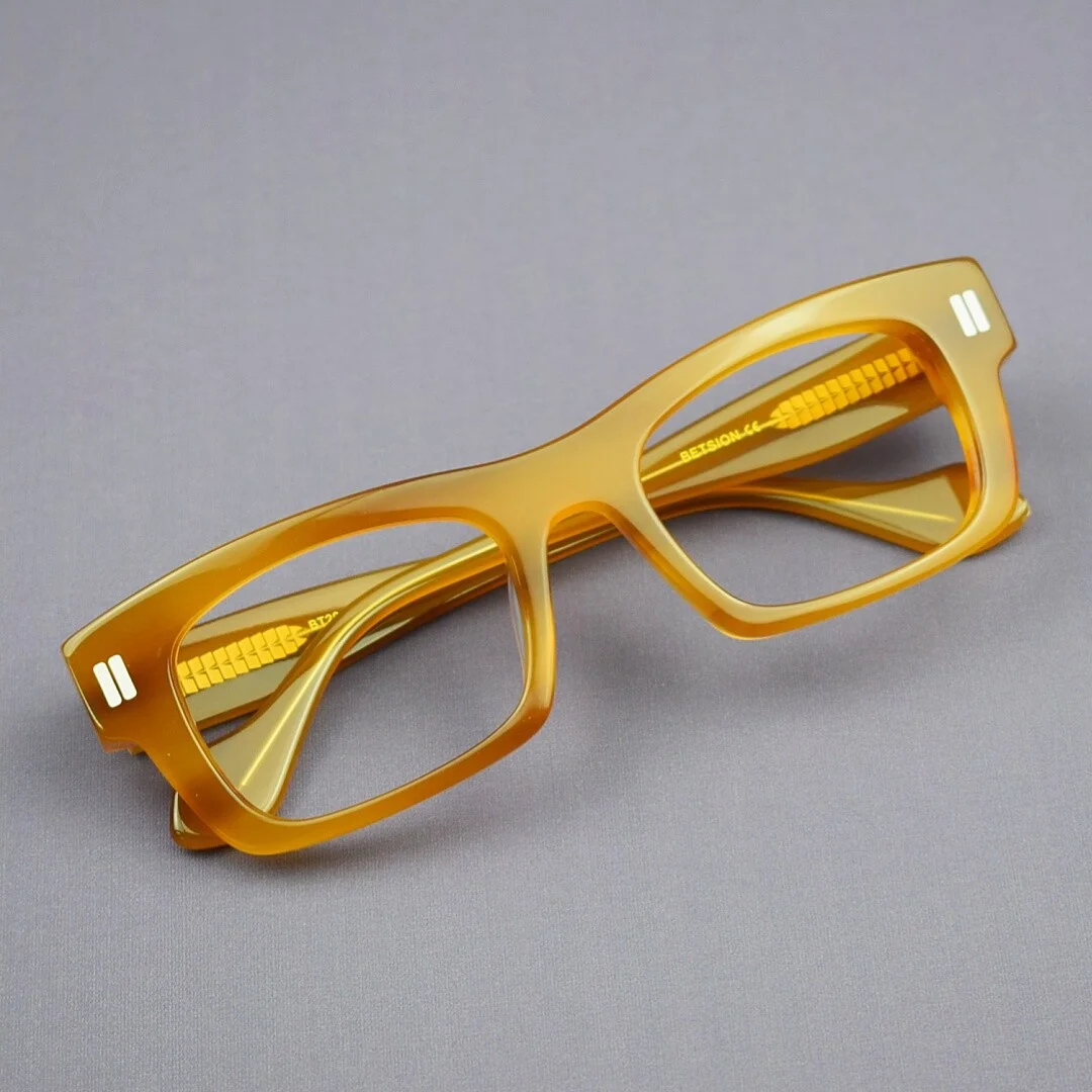 Retro Square Acetate Eyeglasses Frames Fashion Reading Glasses Thick Men Women 2