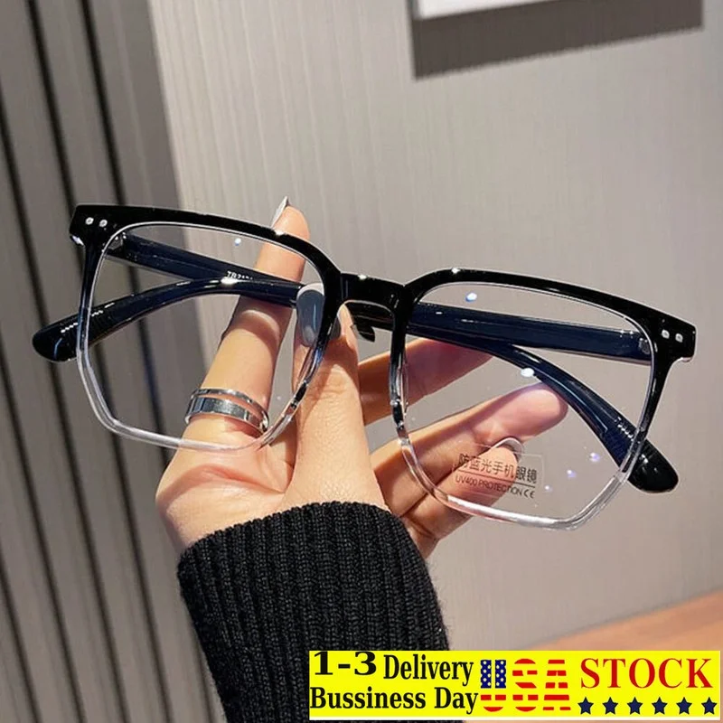 Transparent Computer Glasses Frame Women Men Anti Blue Light square Eyewear Blocking Glasses Optical Spectacle Eyeglass round