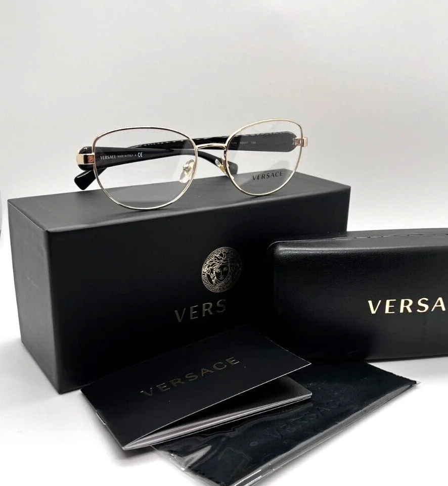 VERSACE 1246-B 1332 Women Eyeglasses 52-17-135 Black/Pale Gold 100% Authentic 2