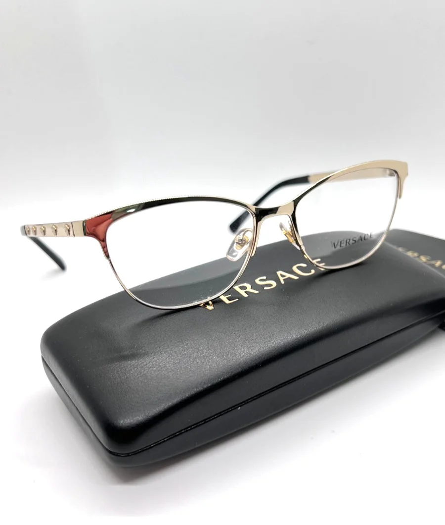 VERSACE 1246-B 1332 Women Eyeglasses 52-17-135 Black/Pale Gold 100% Authentic 4